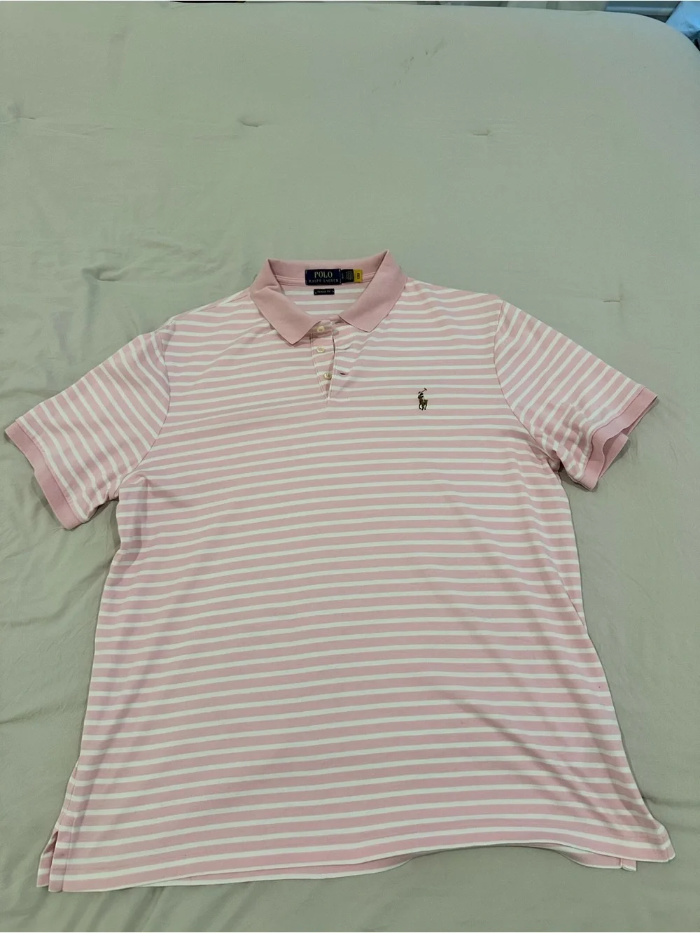 Ralph Lauren Light Pink & White Striped Polo